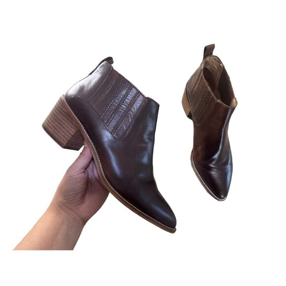 Madewell Bonham Boots Womens 8 Brown Leather Ankle Booties Chelsea Western Boho - Picture 2 of 16